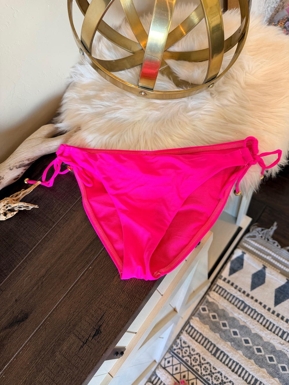 Sofia Hot Pink Side Cut Out Detail Bikini Bottoms Size L